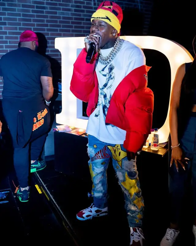 DaBaby outfit in Supreme, Amiri, and Market, 2021