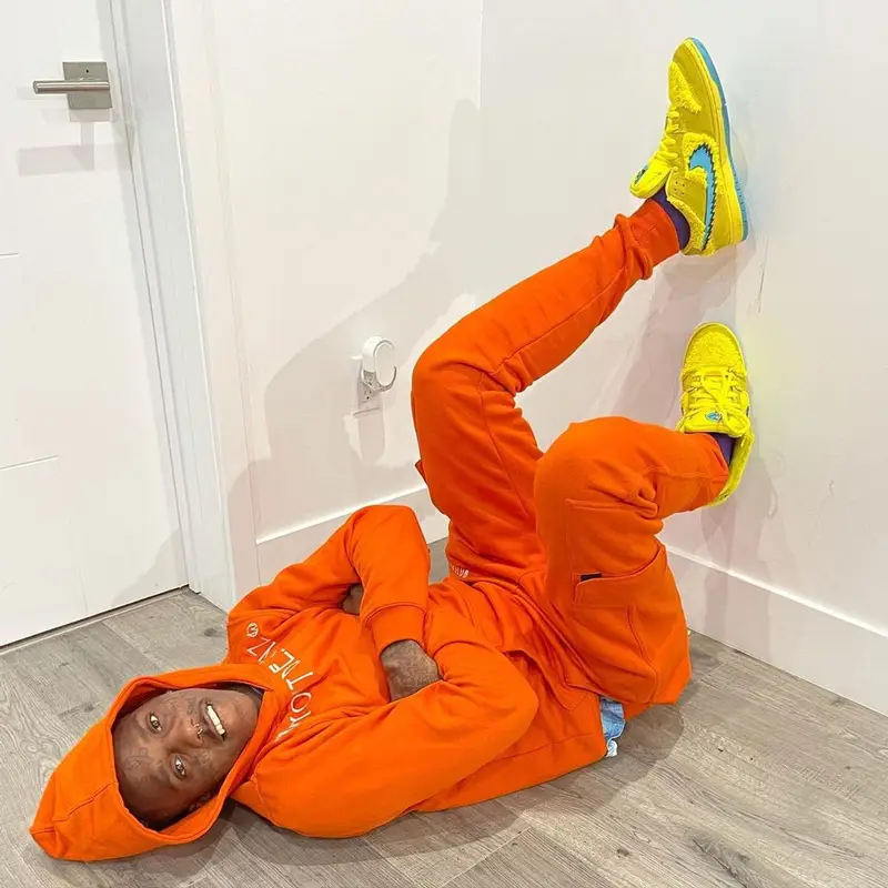 Famous Dex outfit in Way Out Designz, Nike, and Grateful Dead, 2021