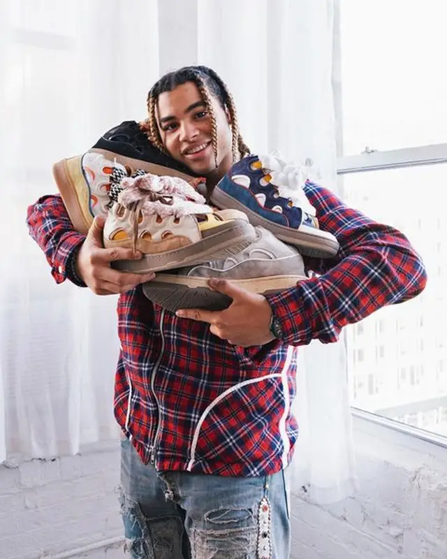 24kGoldn outfit in Undercover, Kapital, and Lanvin, 2021