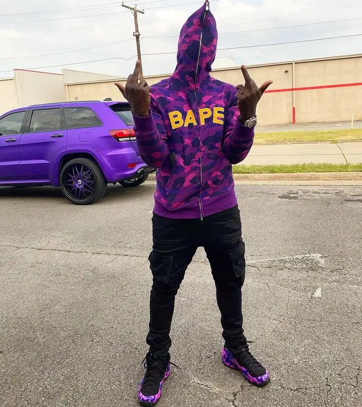 Bankroll Freddie outfit in Bape and Nike, 2021