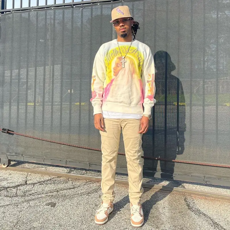 Metro Boomin outfit in Saint Michael, Nike, and Cartier, 2021