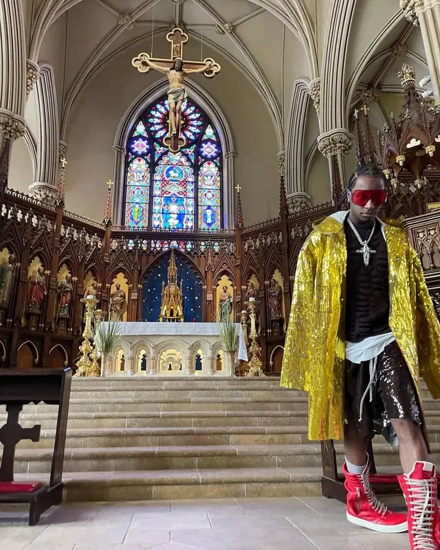 Bloody Osiris outfit in Rick Owens, 2021