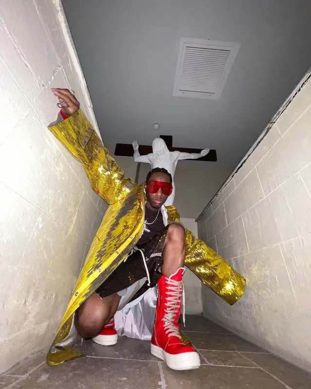 Bloody Osiris outfit in Rick Owens, 2021