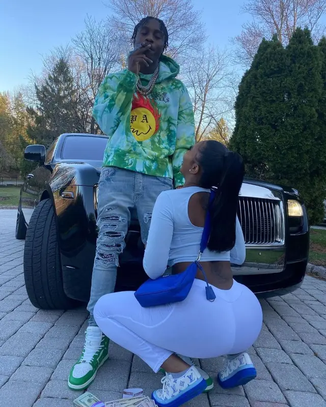 Lil Tjay outfit in Amiri, 2021