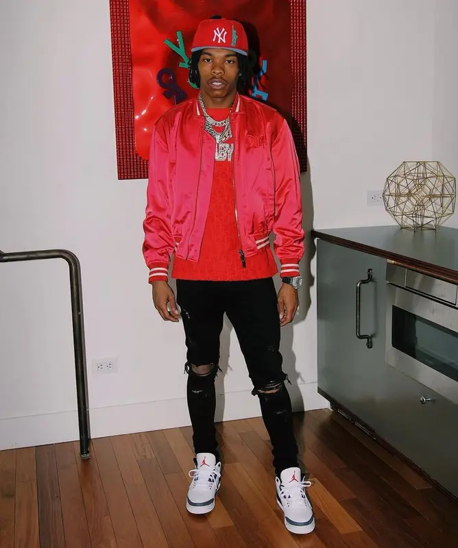 Lil Baby outfit in Dior, New Era, and Shawn, 2021