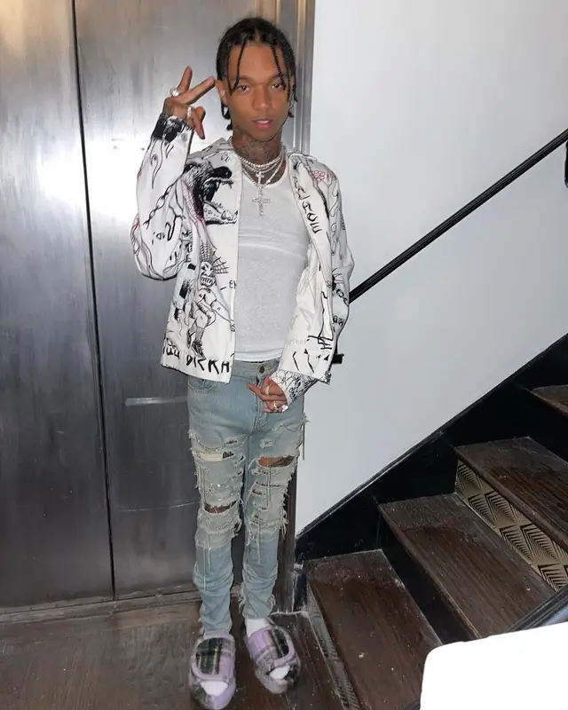 Swae Lee outfit in Palace, Saint Laurent, and Lotties, 2021
