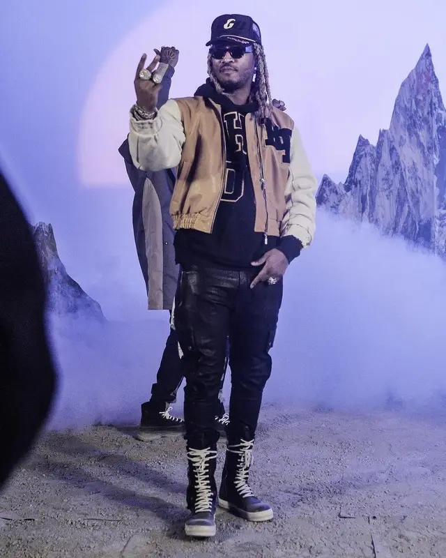 Future outfit in Rick Owens, Rhude, and RoyGBiv, 2021