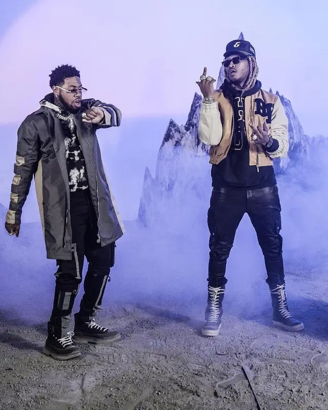 Future outfit in Rick Owens, Rhude, and RoyGBiv, 2021