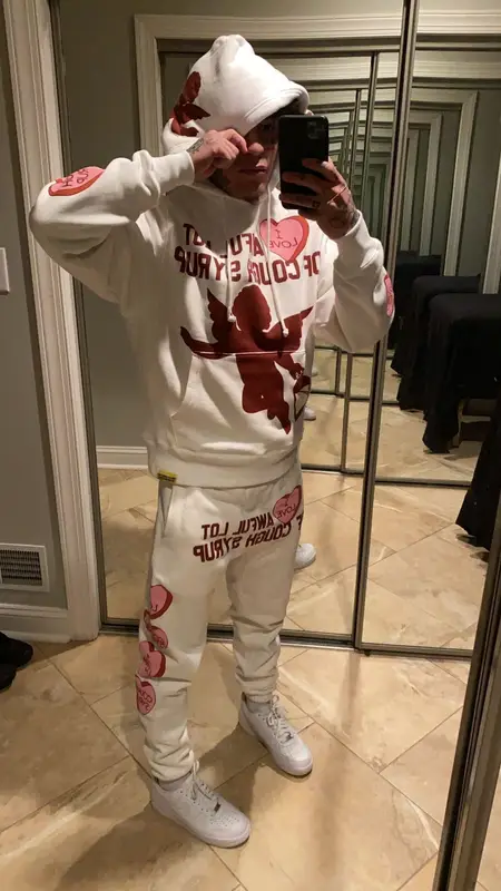 Lil Skies outfit in Cough Syrup and Nike, 2021