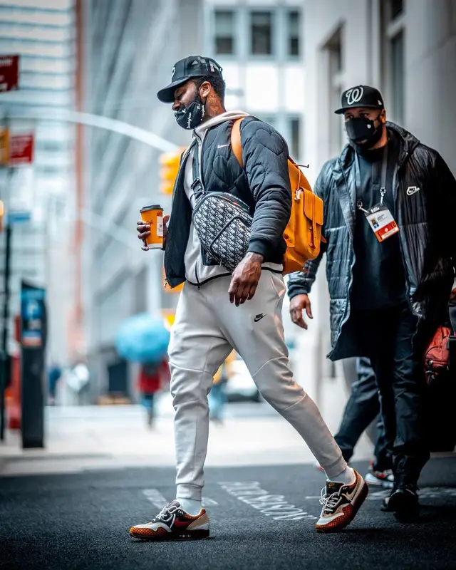John Wall outfit in Nike, Louis Vuitton, and Drake Merch, 2021