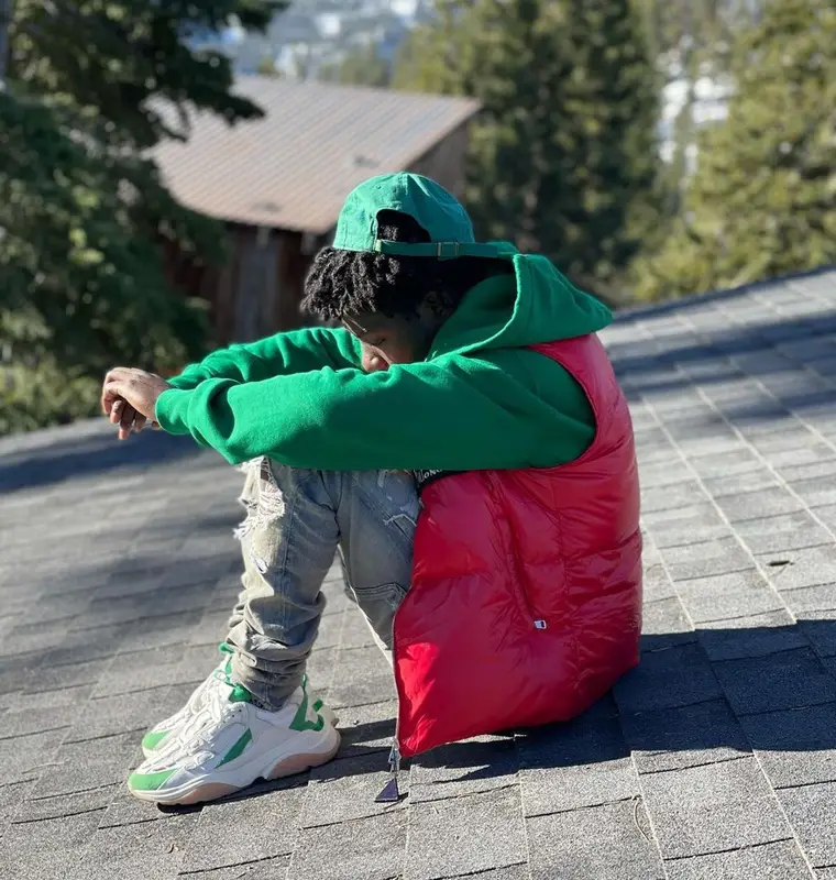 Jackboy outfit in Moncler and Amiri, 2021