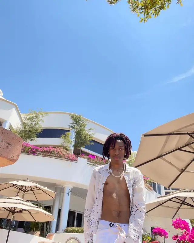 Lil Tecca outfit in Kapital, Rick Owens, and Ethika, 2021