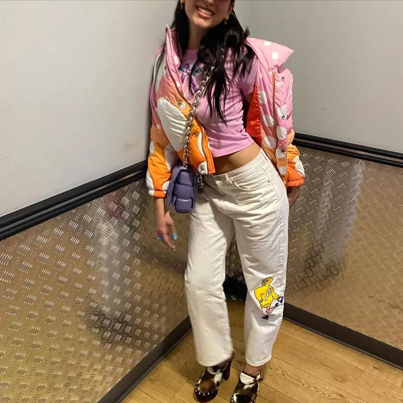 Dua Lipa outfit in ERL, Marc Jacobs, and Palace, 2021