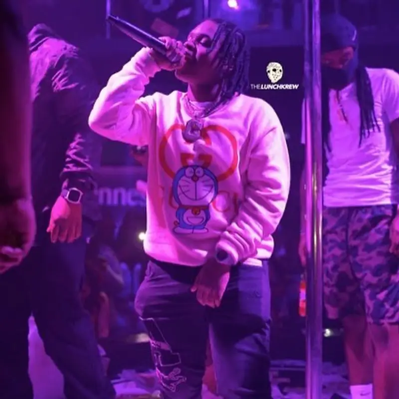 42 Dugg outfit in Gucci and Amiri, 2021