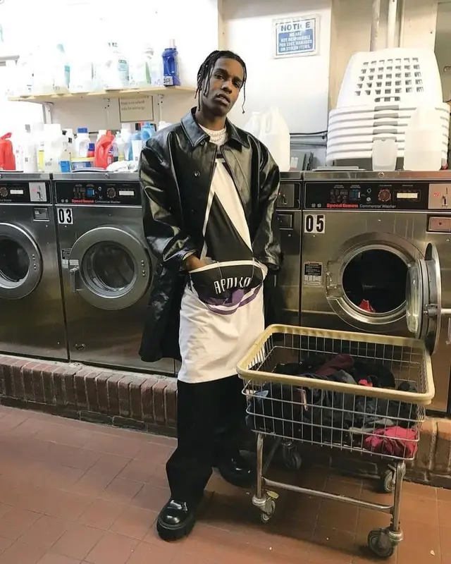 ASAP Rocky outfit in Raf Simons, Prada, and Balenciaga, 2021
