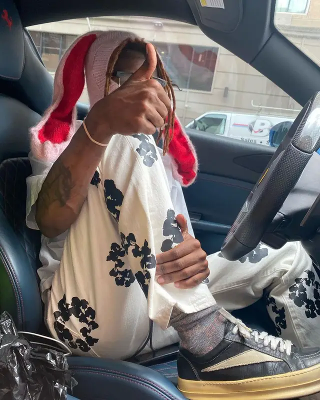 Ian Connor outfit in Maison Margiela, Denim Tears, and Gucci, 2021