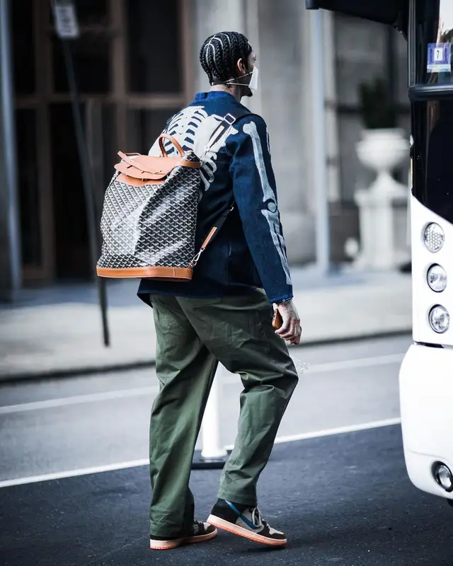 Jordan Clarkson outfit in Kapital, Goyard, and Henry Mask, 2021