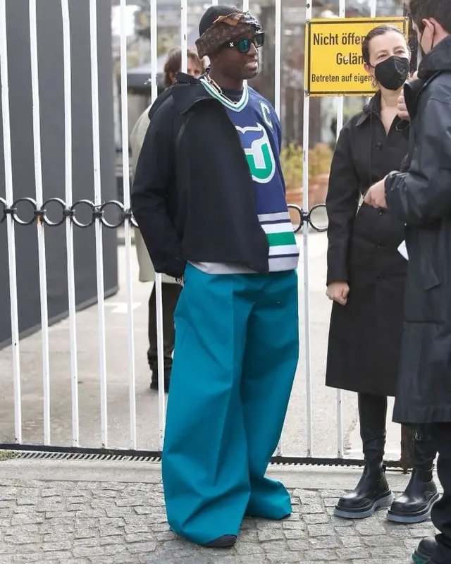 Virgil Abloh outfit in Virgil Abloh, Louis Vuitton, and Jacob & Co., 2021