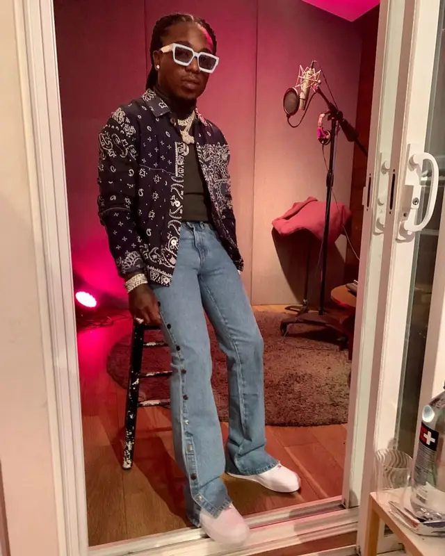 Jacquees outfit in Kapital, Novacaine, and Louis Vuitton, 2021