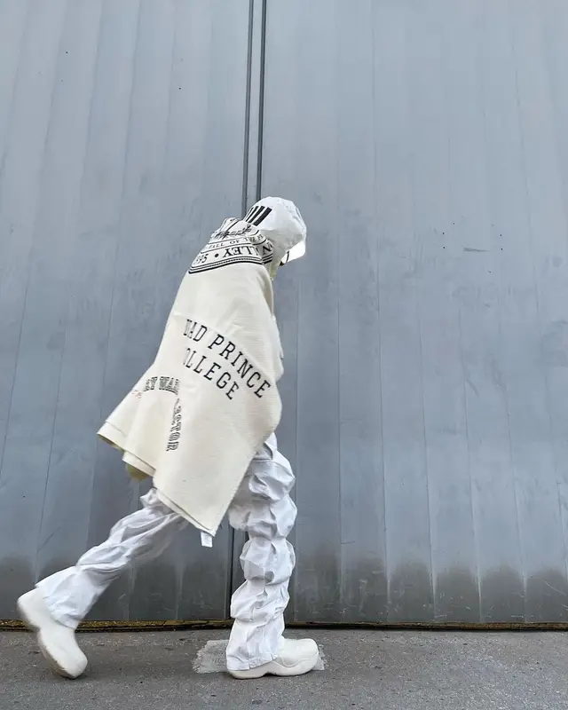 Bloody Osiris outfit in Undercover, Bottega Veneta, and Raf Simons, 2021