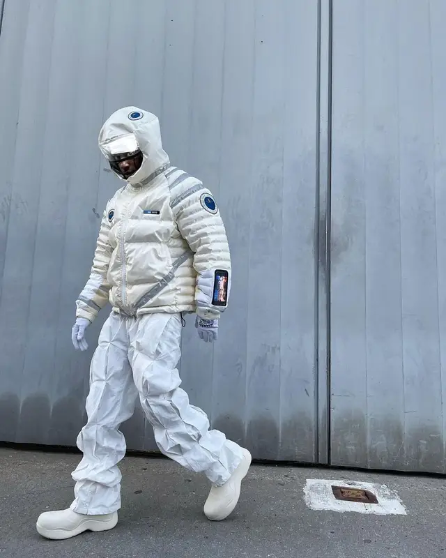 Bloody Osiris outfit in Undercover, Bottega Veneta, and Raf Simons, 2021