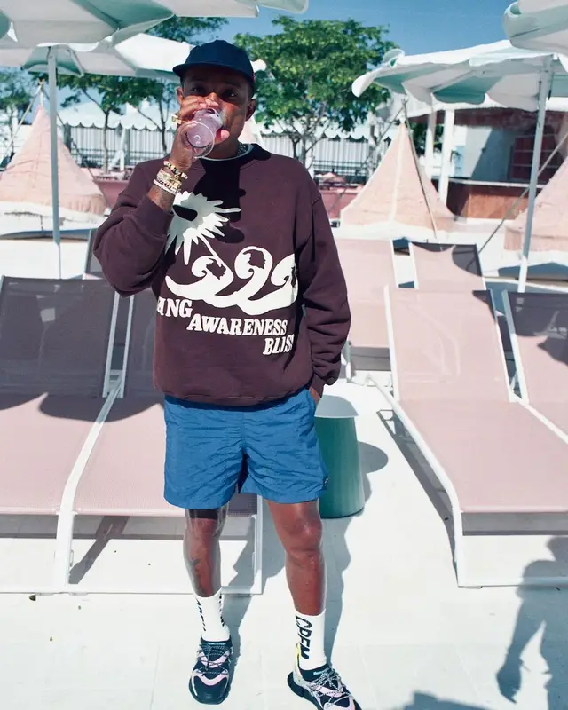 Pharrell Williams outfit in Cactus Plant Flea Market and Noah, 2021