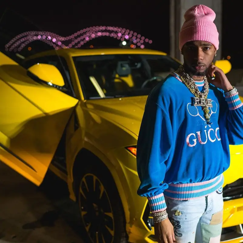 Key Glock outfit in Gucci, Amiri, and Jordan, 2021