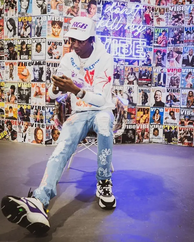 Yung Mal outfit in Dior, Cartier, and RoyGBiv, 2021