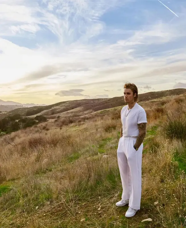 Justin Bieber outfit in X Karla, Giorgio Armani, and Nike, 2021