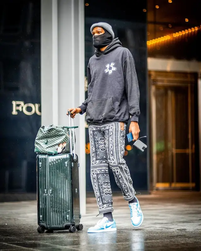 Kevin Durant outfit in Goodsinners, Amiri, and Nike, 2021