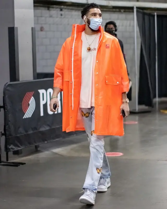 Jayson Tatum outfit in Diesel, Mnml, and Nike, 2021