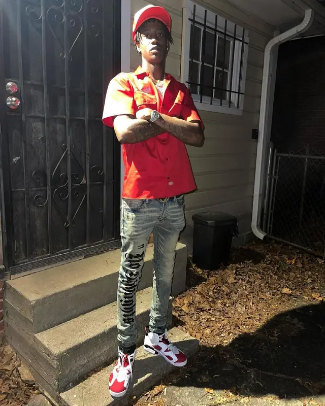 Yung Mal outfit in Aticz Studios, Jordan, and Gucci, 2021