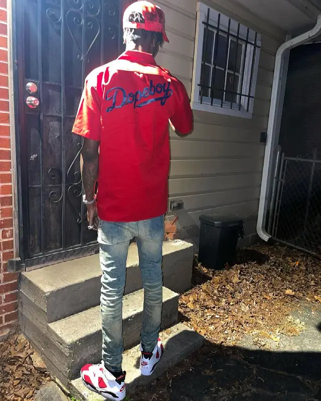 Yung Mal outfit in Aticz Studios, Jordan, and Gucci, 2021