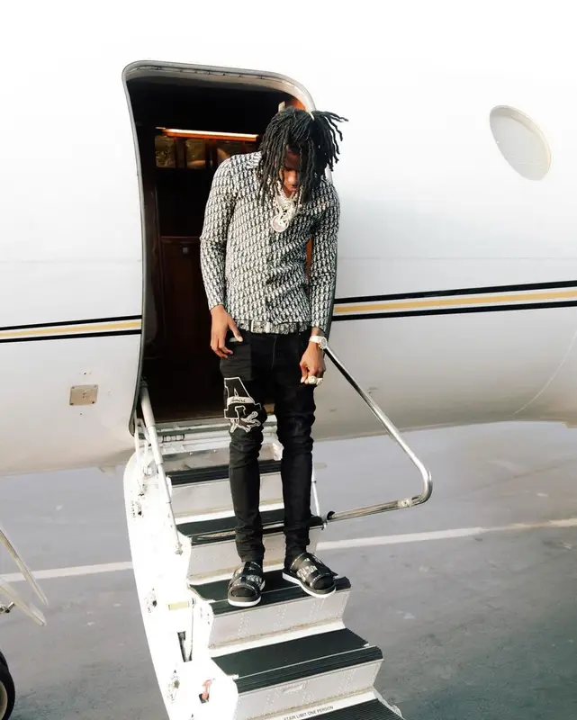 Polo G outfit in Dior and Amiri, 2021