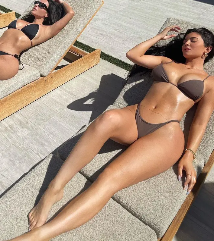 Kylie Jenner outfit in Tropic Of C and Jacquie Aiche, 2021