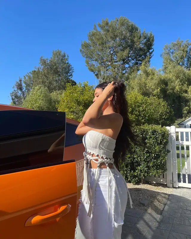 Kylie Jenner outfit in Dion Lee, Martine Ali, and The Attico, 2021