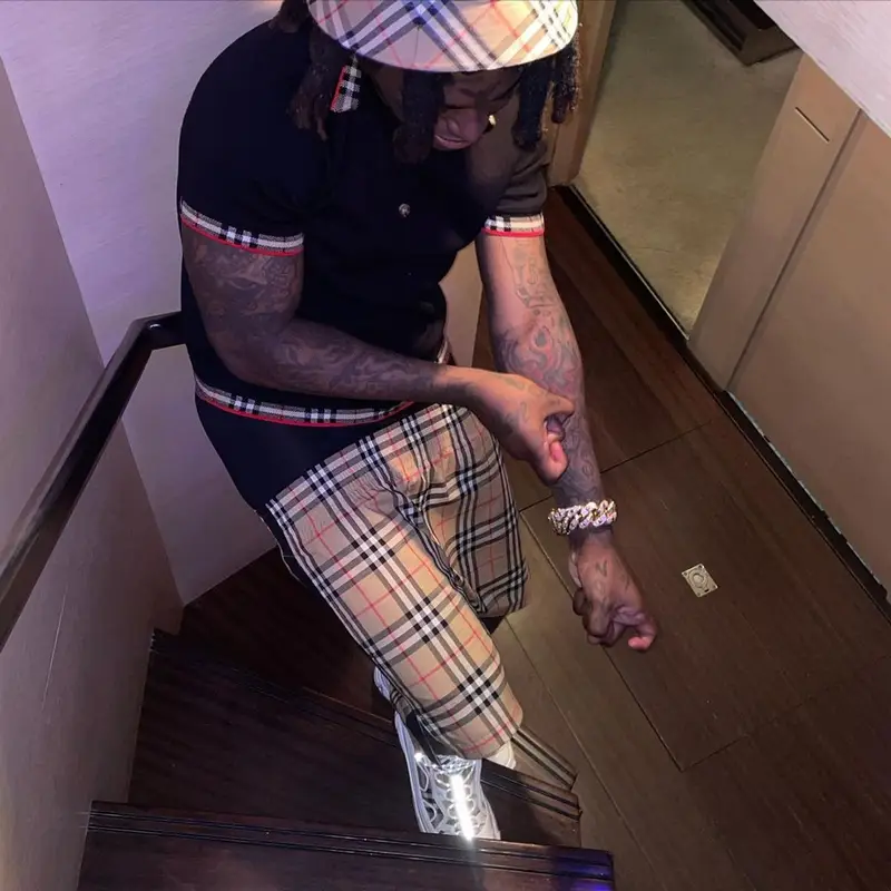 Kodak Black outfit in Burberry, 2021