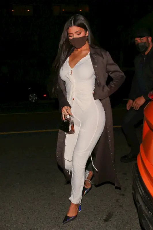 Kylie Jenner outfit in Ottolinger, Skims, and The Attico, 2021