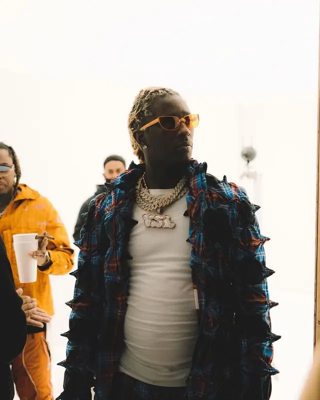 Young Thug outfit in Loverboy by Charles Jeffrey, Nike, and Polo Ralph Lauren, 2021