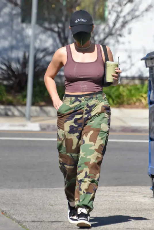 Addison Rae outfit in Skims, Prada, and Iconic Apparel, 2021