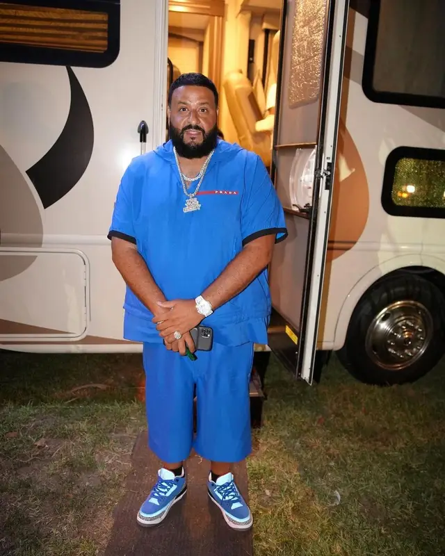 DJ Khaled outfit in Prada, Jordan, and Polo Ralph Lauren, 2021