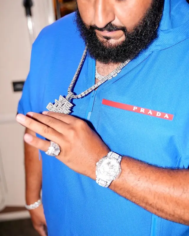 DJ Khaled outfit in Prada, Jordan, and Polo Ralph Lauren, 2021