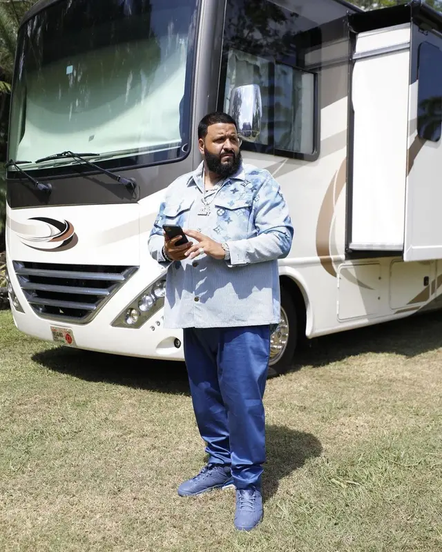 DJ Khaled outfit in Louis Vuitton, Casablanca, and Jordan, 2021