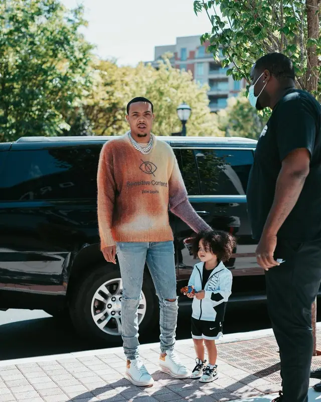 G Herbo outfit in Palm Angels, Amiri, and Alexander McQueen, 2021
