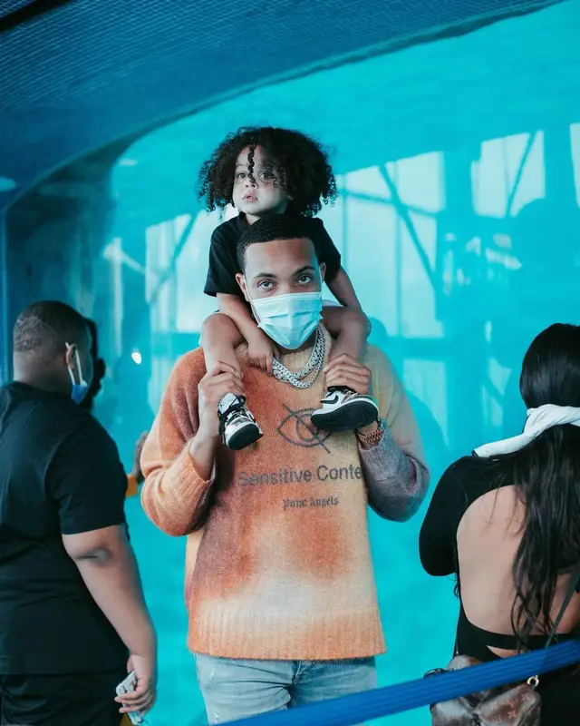 G Herbo outfit in Palm Angels, Amiri, and Alexander McQueen, 2021
