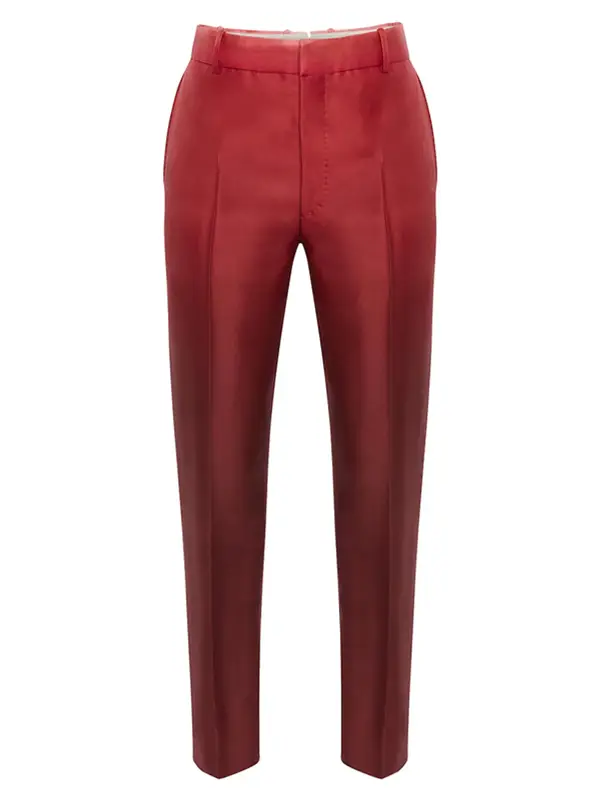 Alexander McQueen Dip Dye Printed Cigarette Bordeaux Pink Trousers $1490