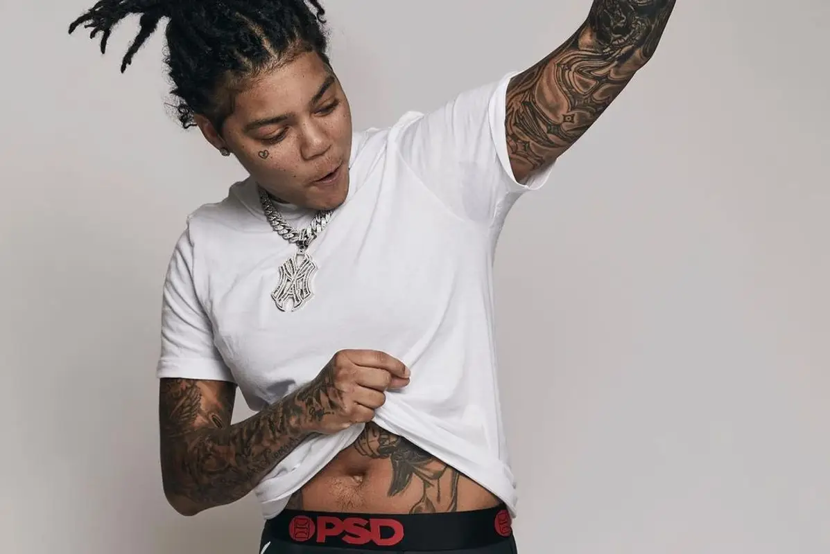 Young M.A outfit in Dior, Amiri, and PSD, 2021