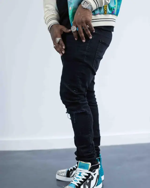 Rowdy Rebel outfit in Christian Louboutin, Amiri, and Celine, 2021