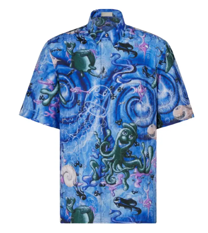 Dior Blue Silk Cotton Jacquard Shirt $1750