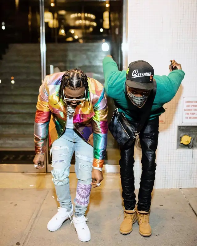 Meek Mill outfit in The North Face, Amiri, and Louis Vuitton, 2021